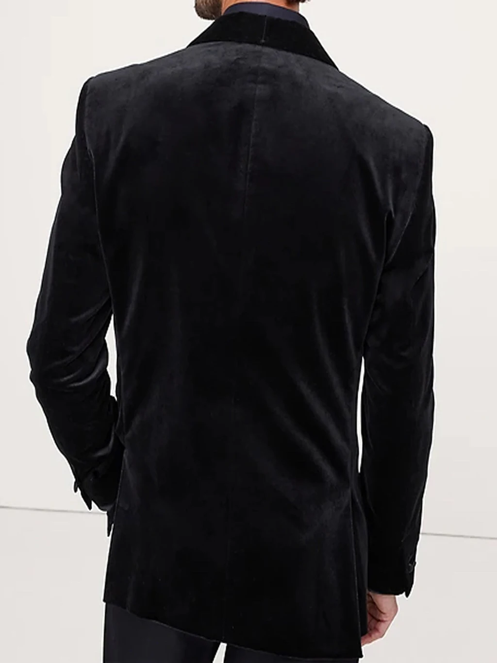 سترة رجالية مخملية سوداء واحدة الصدر الذروة التلبيب سليم صالح البدلة السترة لحفلة موسيقية حفل زفاف الأعمال العريس يرتدى