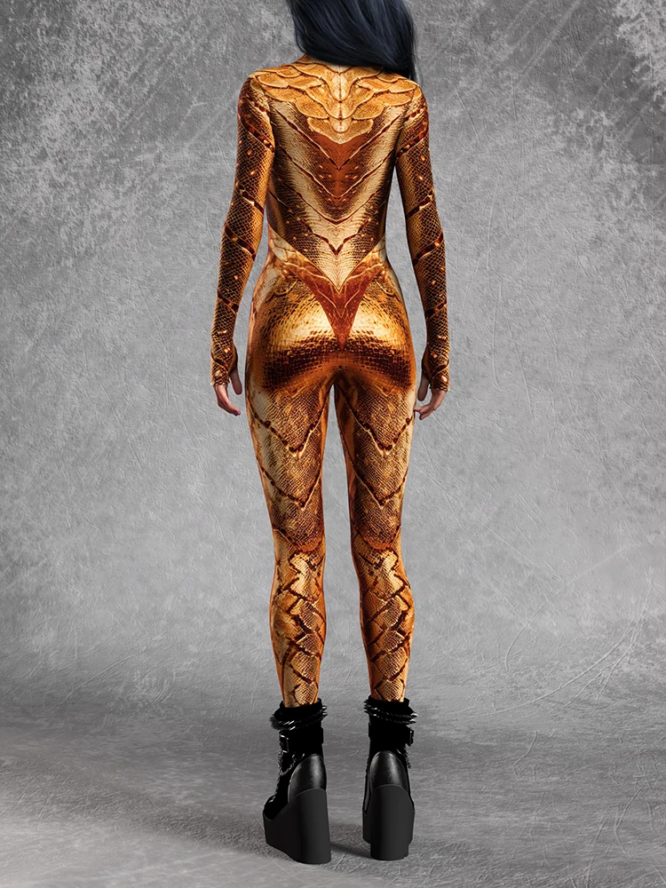 Halloween Goldener Cosplay-Paar-Jumpsuit, Tier-Schuppen-Bodysuit, Gothic-Morphsuits, Feiertags-Sexy-Party-Zentai-Anzug, Rave-Catsuits – Detail 10