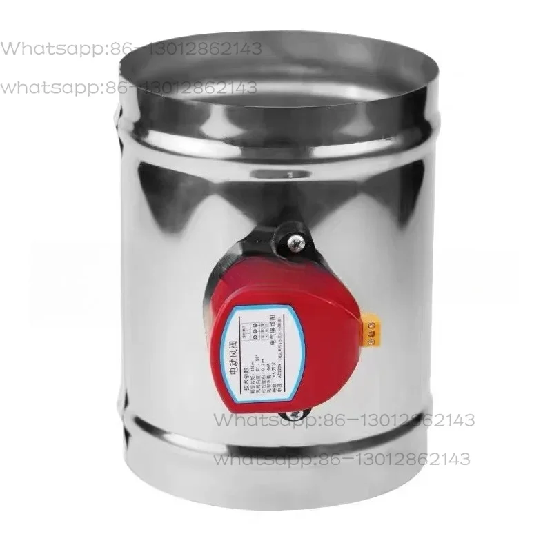 220V 12V 24V Stainless Steel Motorized Air Damper, 4-8 Inch 63-250mm Duct Electric Vent Control Valve