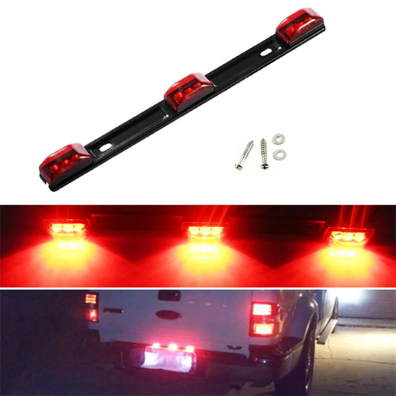 15inch Red Trailer Light Bar 3 Light 9 LED Clearance ID Bar Marker Tail Light for Truck Trailer Boat