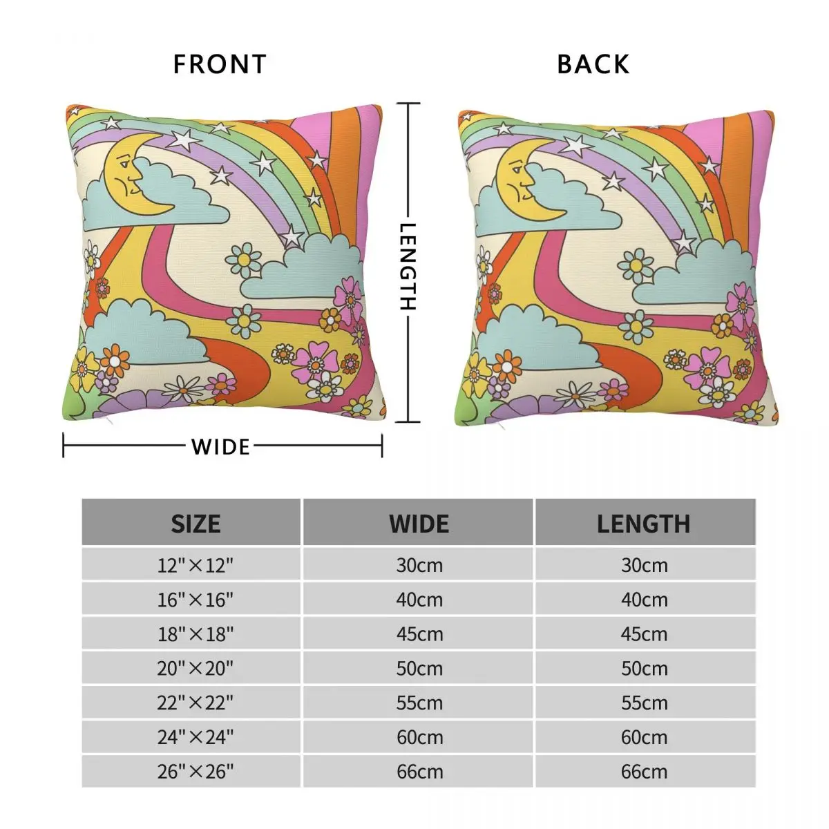 Retro Trippy Hippie Boho Pillowcase Polyester Linen Velvet Printed Zip Decorative Home Cushion Case