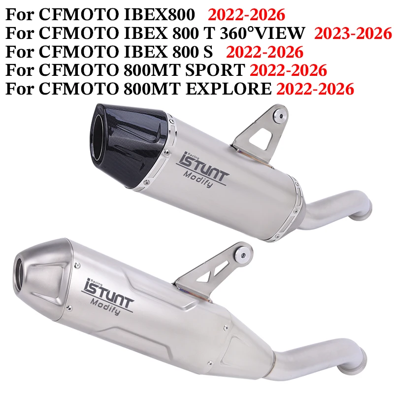 

For CFMOTO IBEX800 IBEX 800 S T 360 VIEW Motorcycle Exhaust Escape Mid Link Pipe With Muffler For CFMOTO 800MT SPORT 2022 - 2026