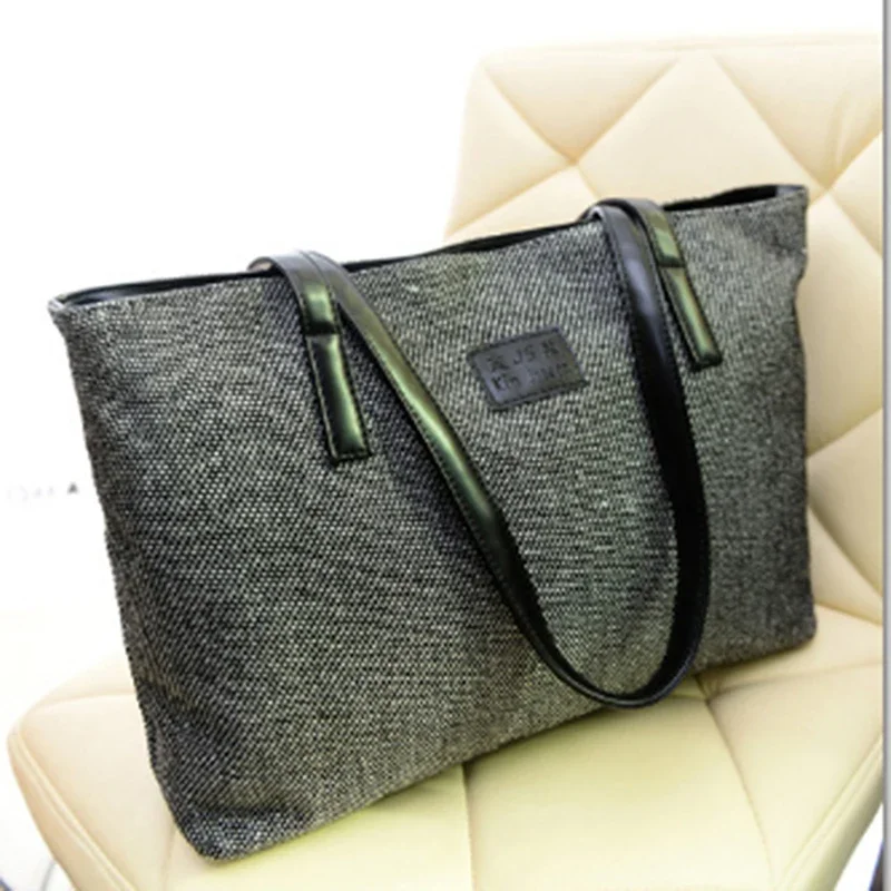 Borsa da donna in tela borsa a tracolla da donna di grande capacità borse Casual da donna Appliques borsa per la spesa portatile borsa Casual da donna