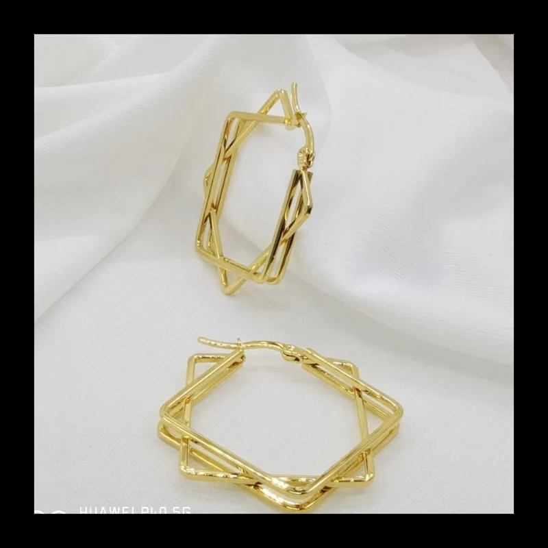 الفولاذ المقاوم للصدأ جديد متعدد الطبقات الأقراط الجوف العصرية الأزياء المتخصصة الراقية المرأة تنوعا الأذن مشبك المجوهرات #1