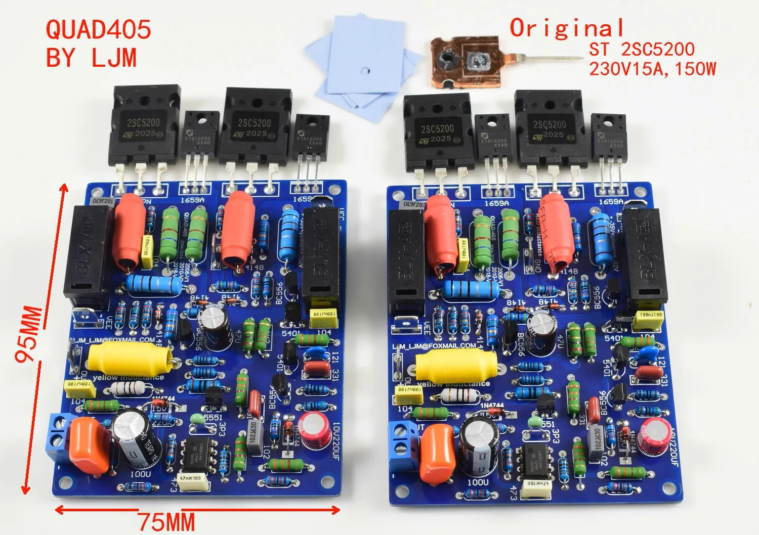 

2 CH Stereo QUAD405 ST 2SC5200 Power amplifier 100W+100W DIY Kit/Finished board