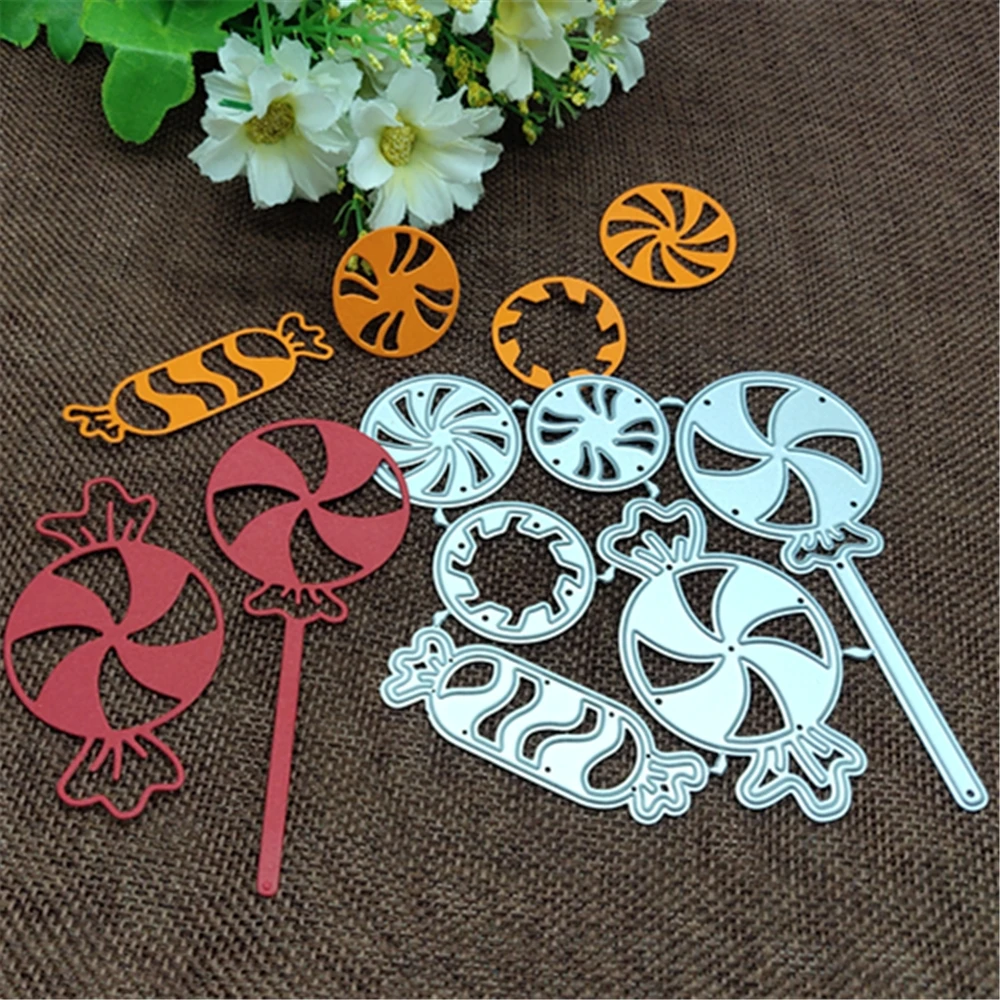 6Pcs Peppermint Metal cutting dies mold Round hole label tag Scrapbook paper craft knife mould blade punch stencils dies