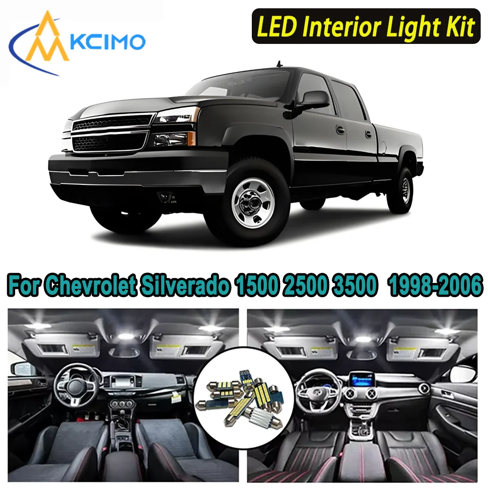 

Kcimo LED For Chevrolet Silverado 1500 2500 3500 (1998-2006) Premium Bright LED Interior Dome Map Trunk Light Kit Car Led Lamps