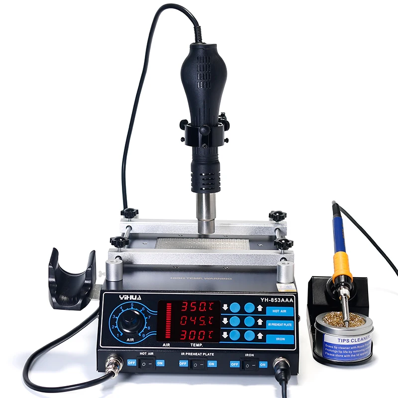 YIHUA 853AAA 3in1 PCB Preheater Soldering Station BGA Rework Station Soldering Iron Heat Gun Welding Station 110V 220V