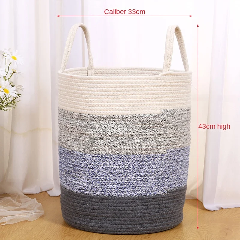 Cotton Rope Braided Dirty Clothes Basket Household Items Toys Storage Bag Living Room Bedroom Storage Cloth Art Storage Basket