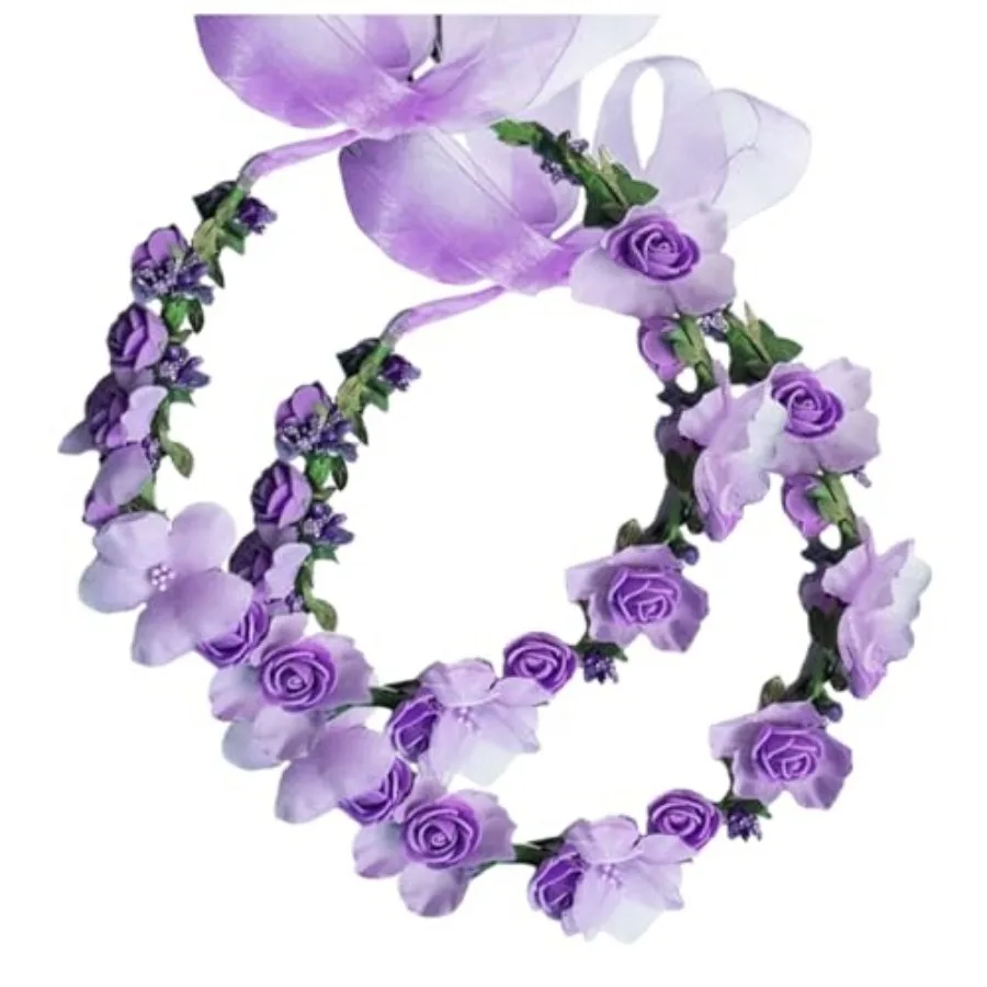 

Flower Crown Headband Wreath Garland Hair Bands Floral Wedding Bridal Hair Hoop Women Leaf Ribbon Party Decoration Headdress He