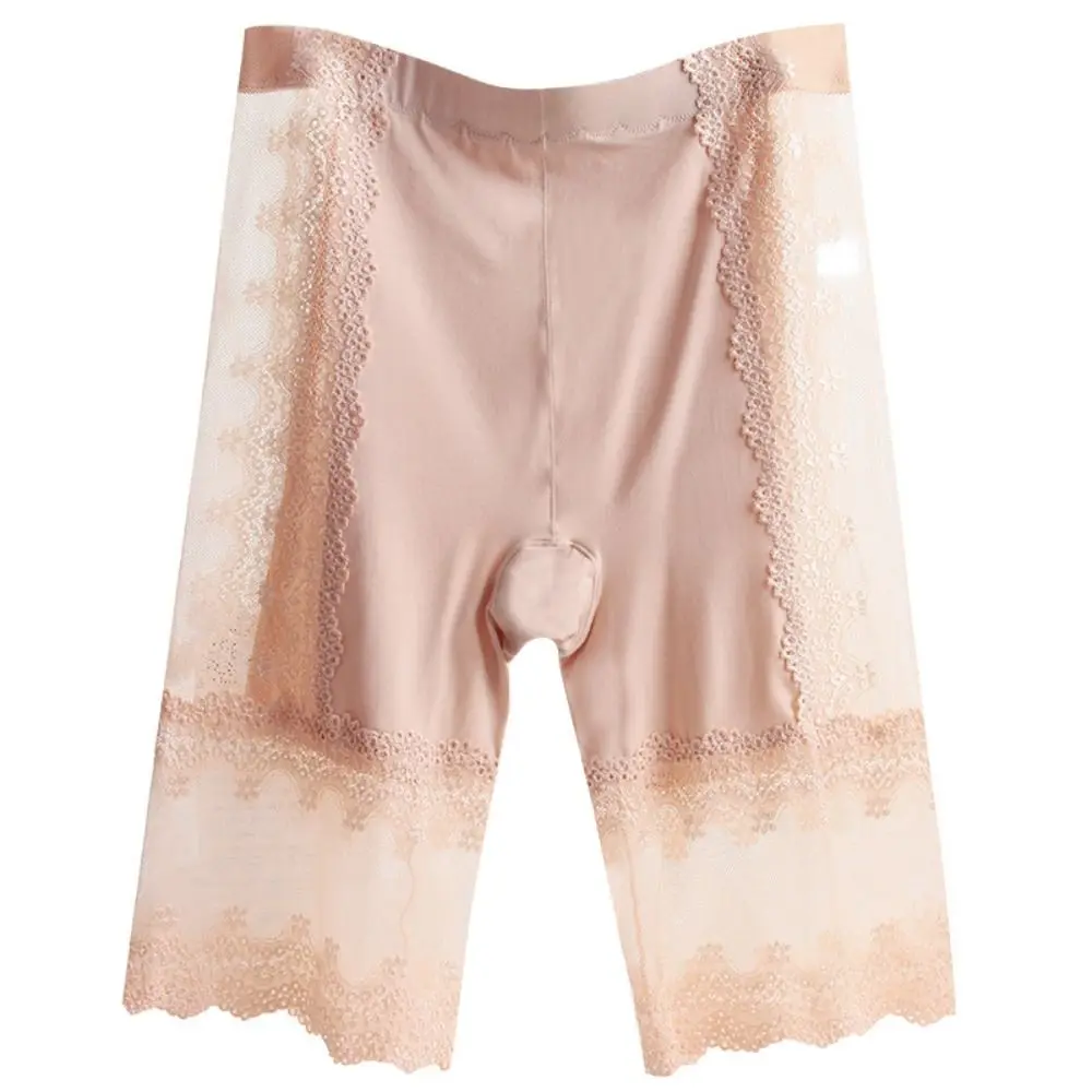 شفافة كبيرة الحجم سلامة السراويل المضادة للوهج عالية الخصر الدانتيل شبكة السراويل الدانتيل زهرة الملابس الداخلية سلس السراويل الصيف #4