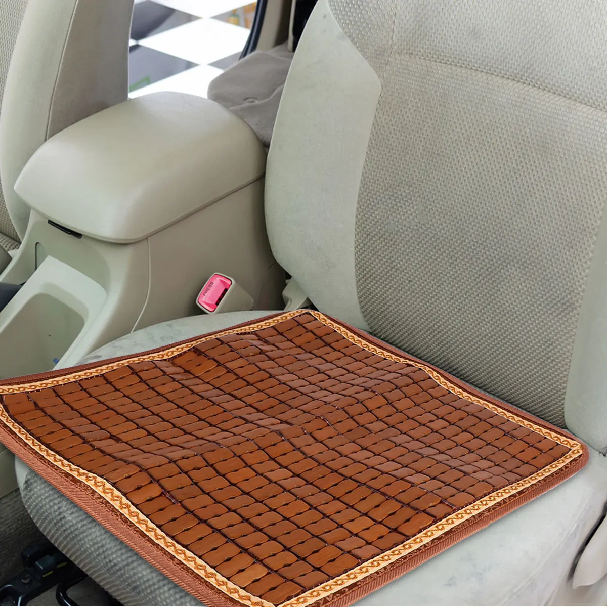 

1Pcs Bamboo Cooling Cushion Mat Breathable Non-Slip Summer Sofa Mat for Car Office Home Blood Circulation Relief
