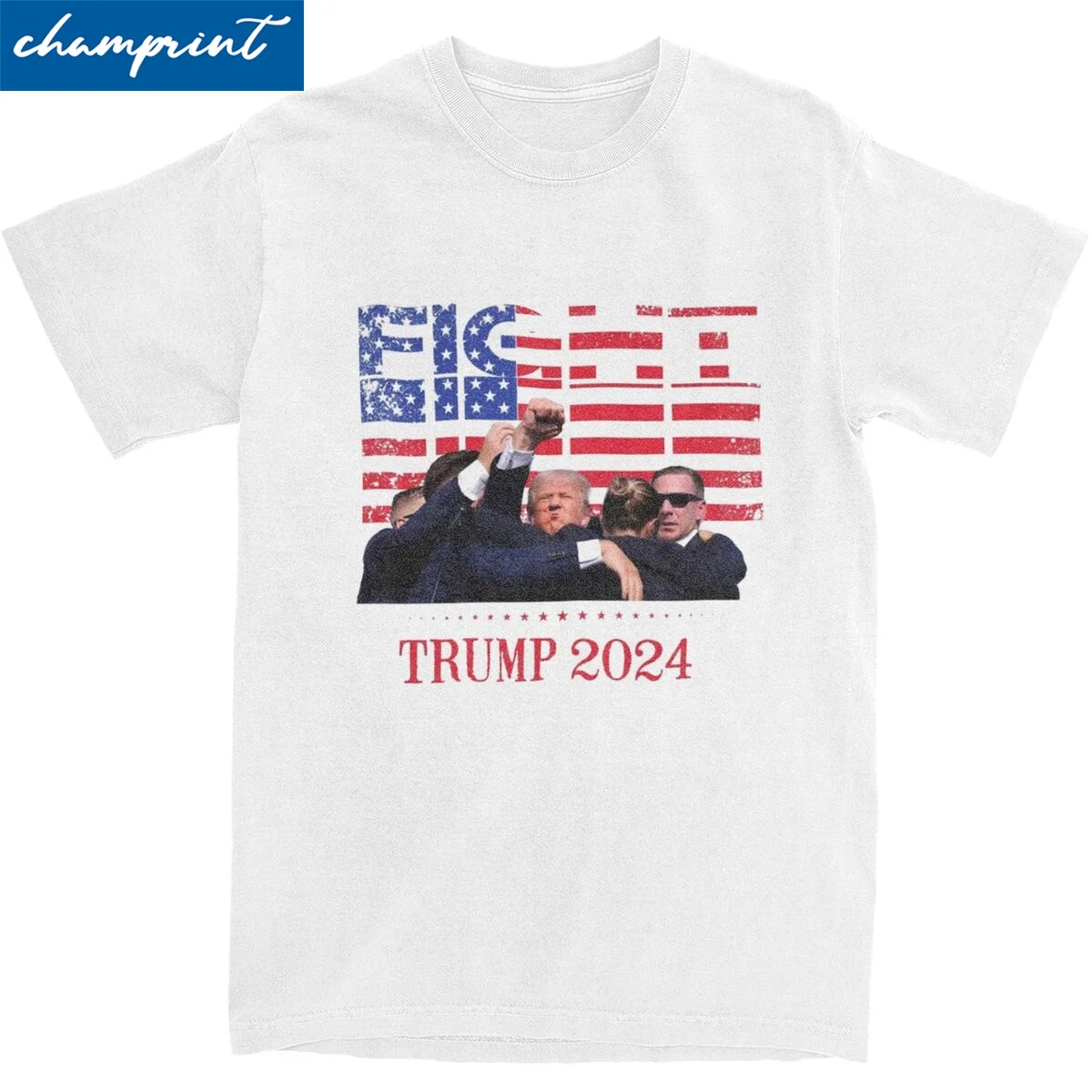 Vintage FIGHT Trump 2024 President Justice For Trump T Shirt Unisex O-neck Clothing Trump Shooting Cotton Summer Clothing