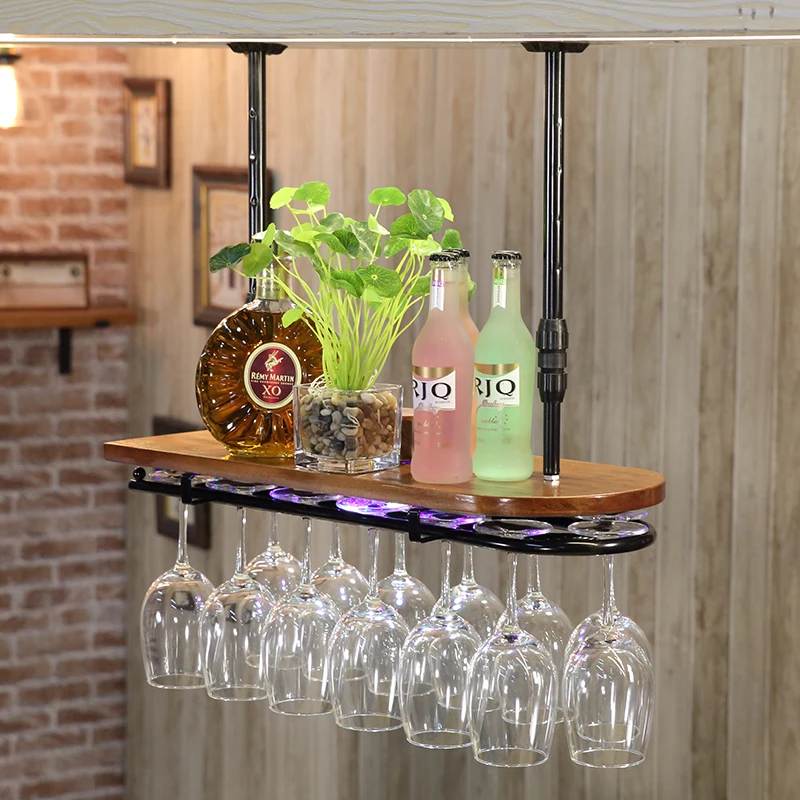 

Neon solid wood bar wine glass holder red wine glass holder goblet holder hanging upside down