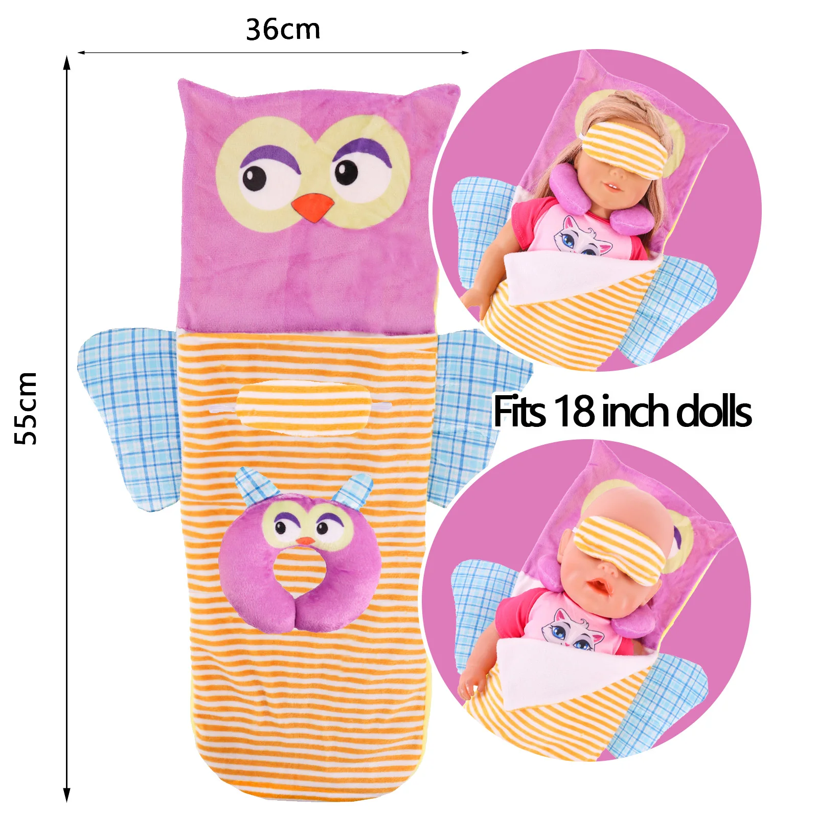 Christmas Fit 18Inch Doll Clothing Cute Rabbit Pattern Jumpsuit Baby Sleeping Bag U-shaped Pillow Birthday Gift Accessories