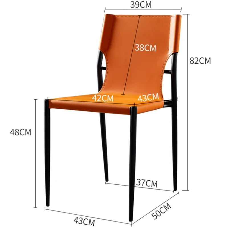 Chaise de Salle à Manger en Cuir, Tabouret à Dossier Moderne, Selle Nordique Minimaliste Italienne, Mobilier observateur de Luxe pour Restaurant et Hôtel