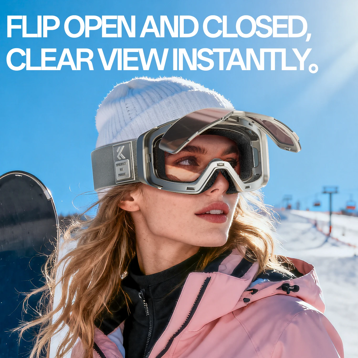 Kapvoe Outdoor Photochromic Snow Goggles Ski Goggles Snowmobile Snowboard Anti-Fog Mask Women UV400 Sports Protective Glasses