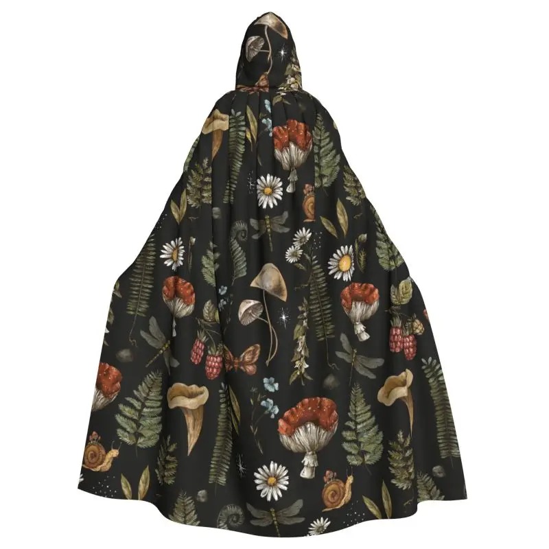 Wicthcrafts Capa con Capucha de Longitud Completa para Hombres y Mujeres, con Diseño de Hongo Rojo, Hoja y Libélula, para Disfraces de Cosplay de Halloween