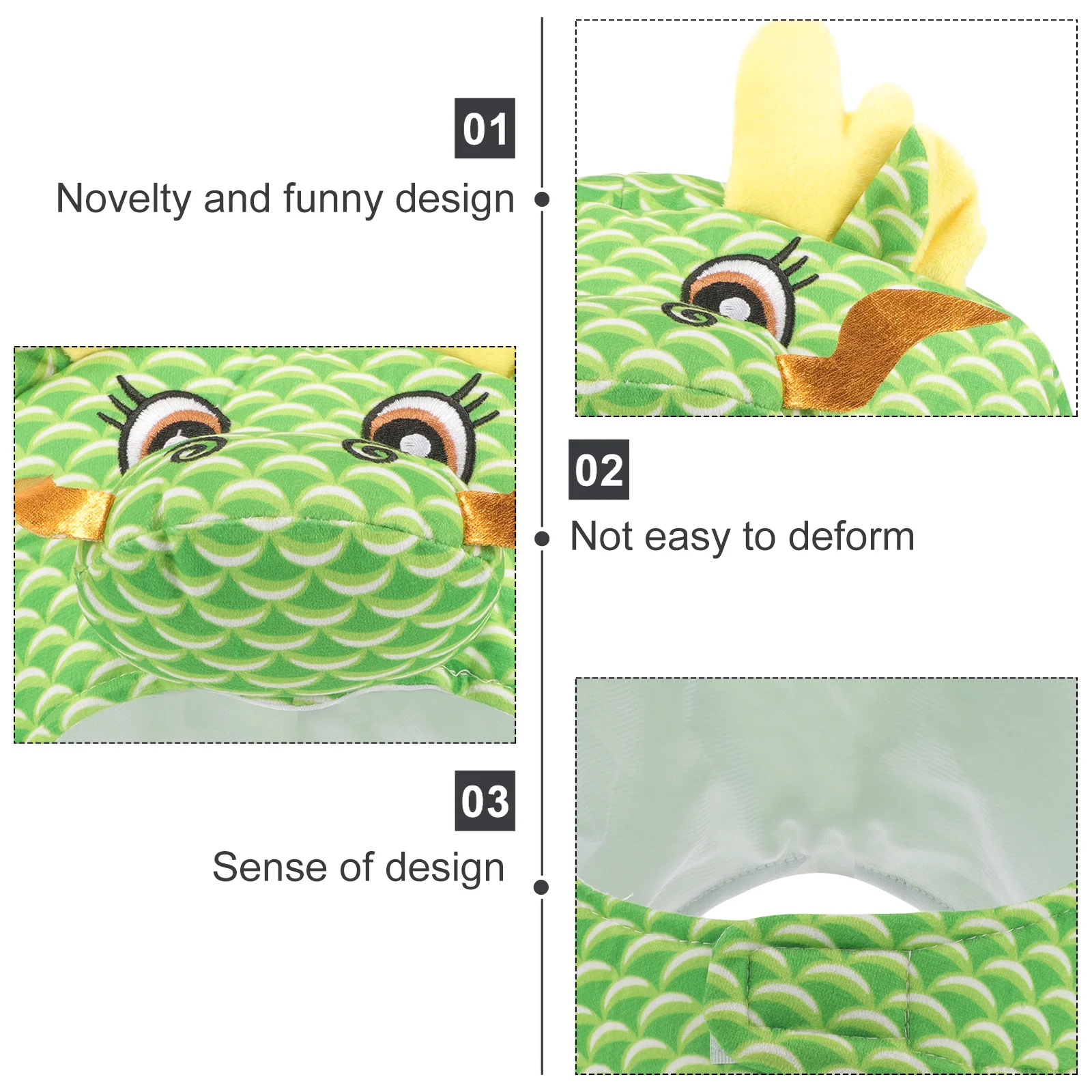 

Cute Dragon Mascot Hat Soft Polyester Material Adults Party Festival Photography Cartoon Writing Stand Out Exquisite