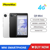 Phonemax Q9 Mini Unisoc T606 4G Smartphone 4 Inch qHD 4GB RAM 64GB ROM Mobile Phone Android 14 2000mAh Small Cell Phone Face ID