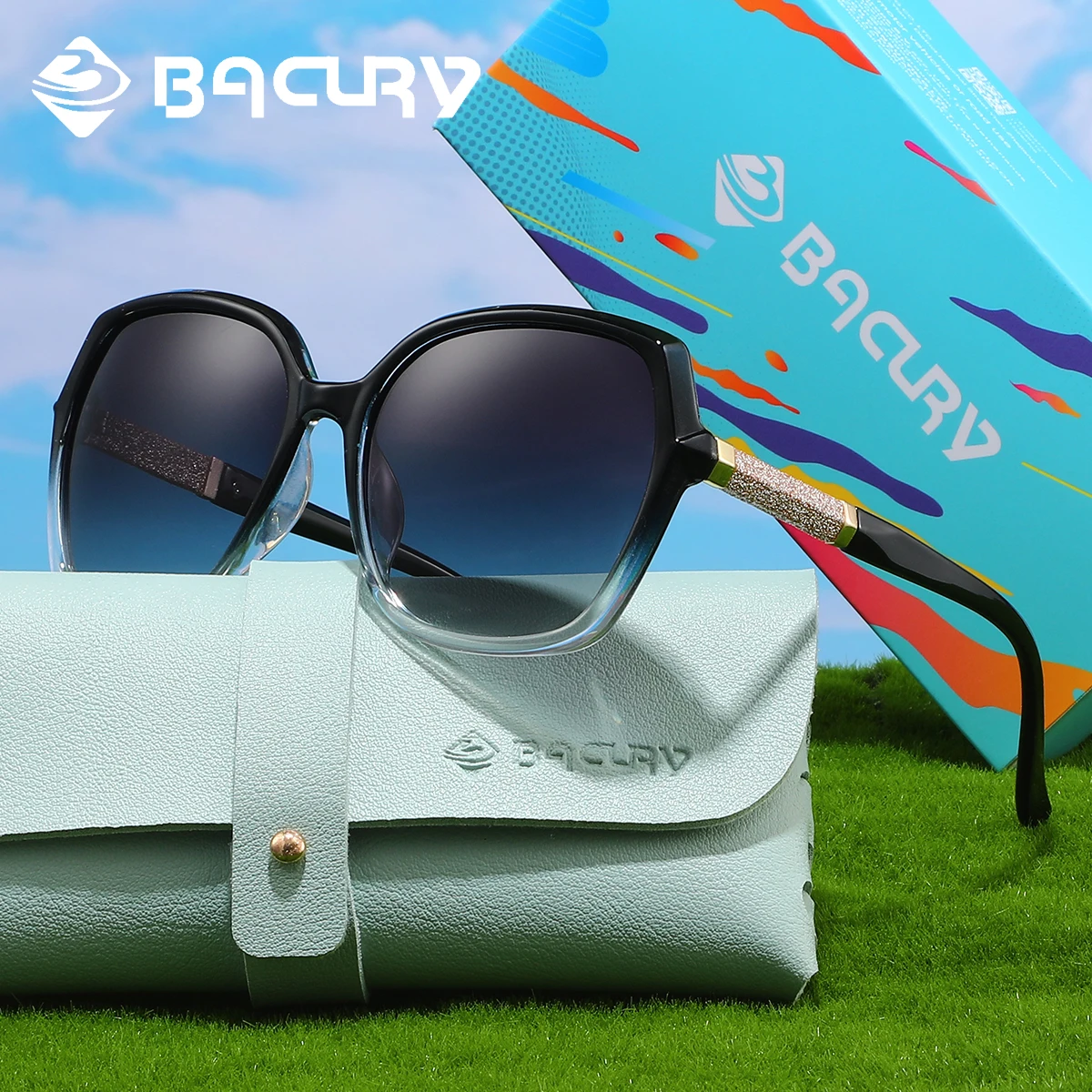 BACURY 1PCS Fashionable Trendy Women Polarized Sunglasses Large Frame Comfortable Wearing Walking Traveling Driving Men Glasses