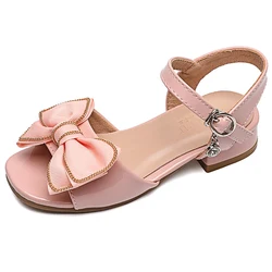 Girls Sandals 2023 New Children's Fashion Soft Bottom Princess Shoes Little Girl Toddler Baby Shoes Sweet Bow Tie Kids Sandals