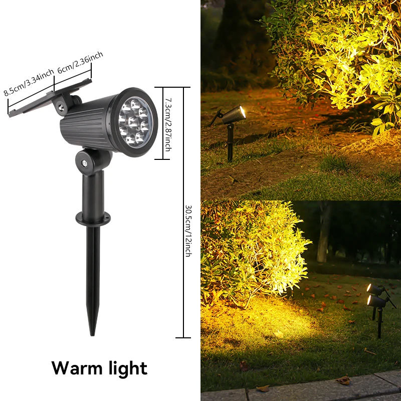 Solar Powered Lamp Adjustable Solar Spotlight In-Ground IP65 Waterproof Landscape Wall Light Outdoor Lawn Lighting 9 LEDS