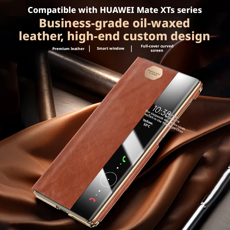 

Роскошный масляный восковой чехол для Huawei Mate XT и Mate XTs Ultimate, складной экран из натуральной кожи, защитный чехол «все включено»