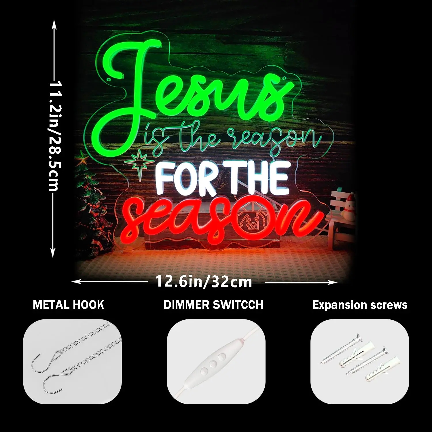 Jesus é a razão para a temporada sinal de néon para decoração de parede natal iluminar sinal para sala estar quarto festa decoração de natal