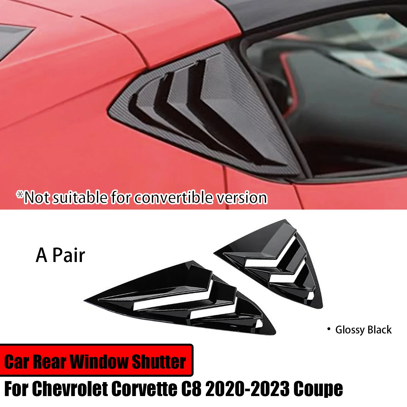 

2 шт. для Chevrolet Corvette C8 2020-2023 Stingray Z51 автомобильная заднее стекло, боковая вентиляционная жалюзи, глянцевая черная крышка, аксессуары