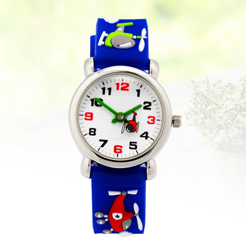 Blue 3D Cartoon Watch Creative Fighter Design Waterproof Wristwatch Durable Safe Comfortable Birthday Gift