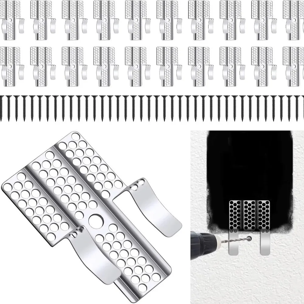 10pcs Wall Patch Fixing Drywall Repair Clips Perforated Wall Hole Repair Plasterboard Clips with Screws Drywall Fixing Brackets