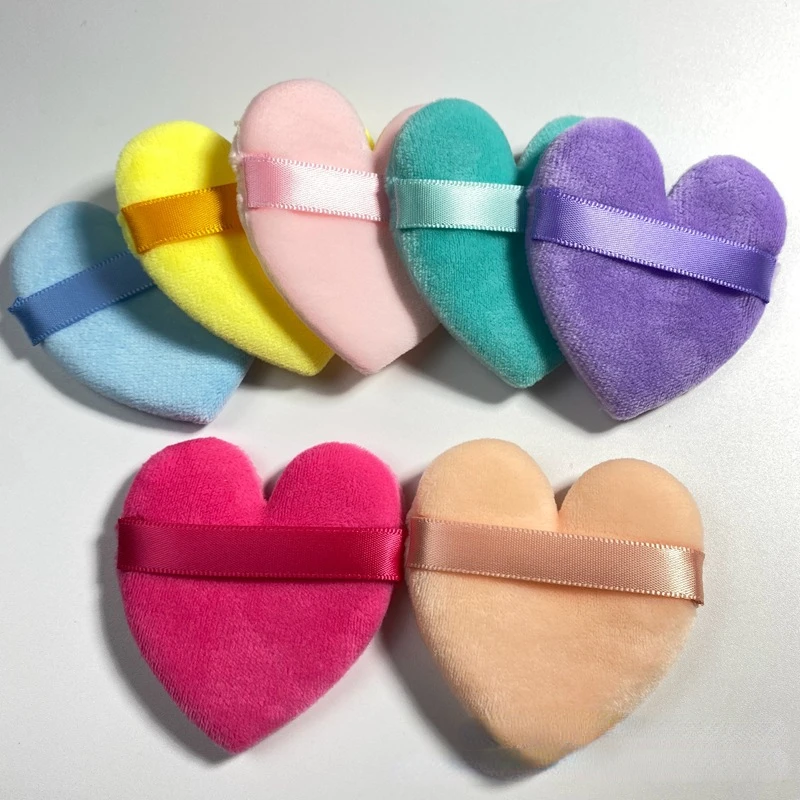 1pc Heart Shaped Powder Puff Cosmetics Soft Cotton Face Powder Puffs Mini Face Make Up Sponge Velvet Make Up Puff Tools Washable