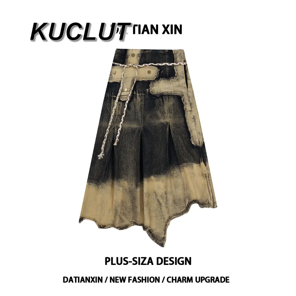 Vintage gerafelde zoom denim rok voor dames Amerikaanse retro Y2K Design Sense Niche Girl A-lijn casual rokken zomer herfst