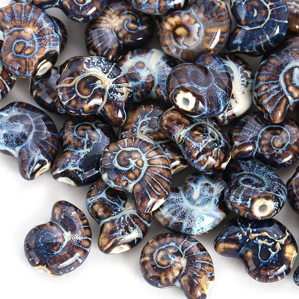 5 قطعة مادة السيراميك محارة على شكل ثقب واحد الخرز الأزرق العميق سلاسل الشاطئ المحيط تميمة DIY بها بنفسك التجميعات الفرعية صنع المجوهرات #2