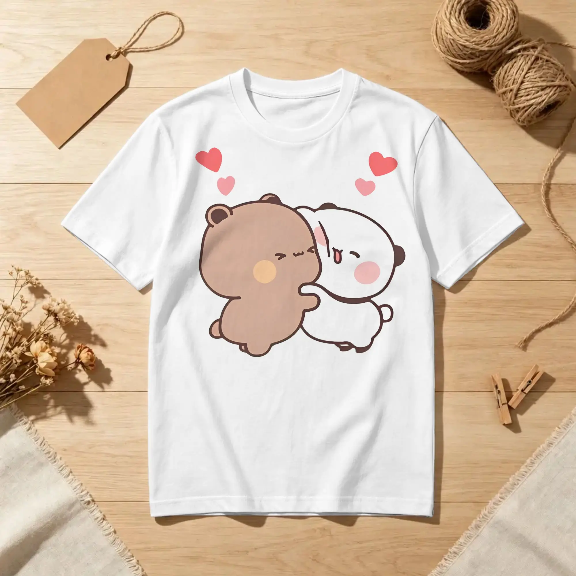 Panda And Bear Bubu Dudu T Shirts Men Women Cotton Novelty T-Shirts Crewneck  Tee Shirt Short Sleeve Clothes New Arrival