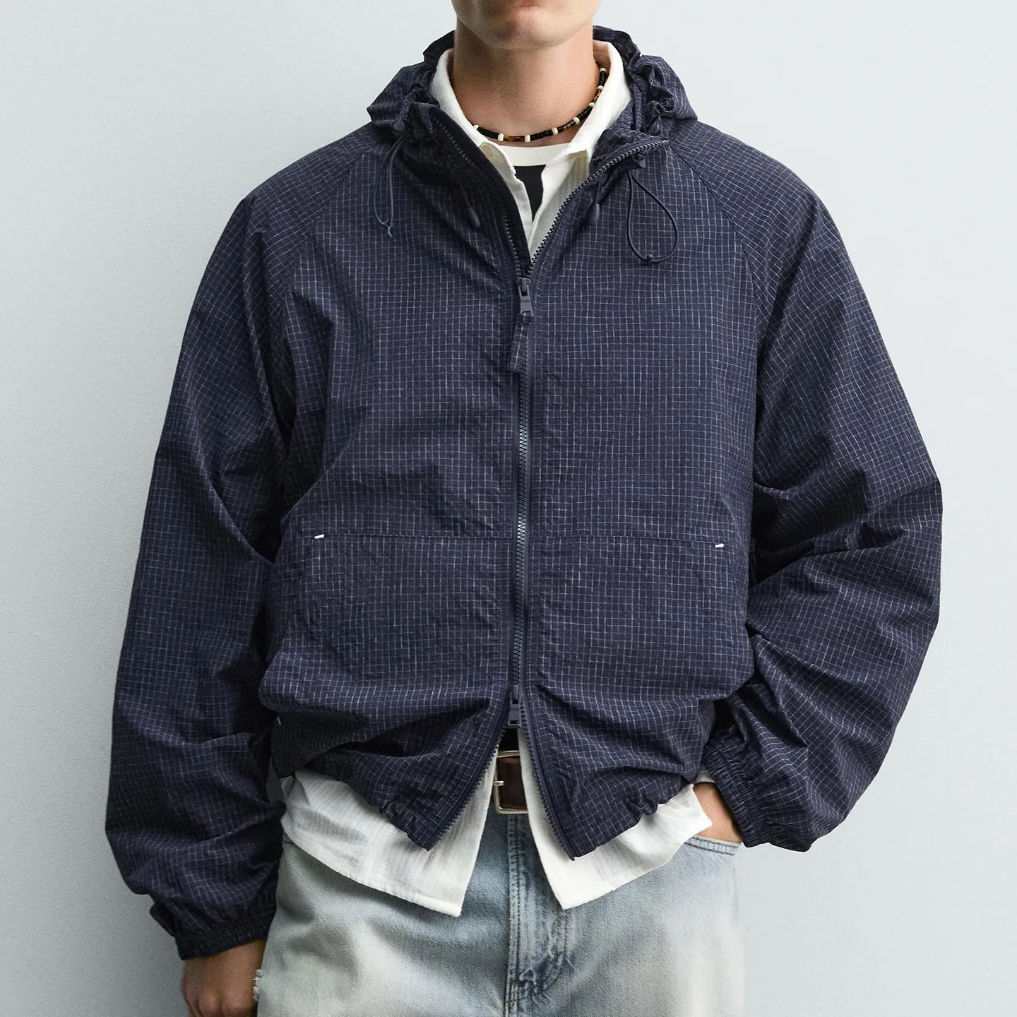 Loose Fit Men's Jacket 2026 Summer Collection Windproof Hooded Coat Durable Material Long Sleeve Standard Edition ZADATA Brand