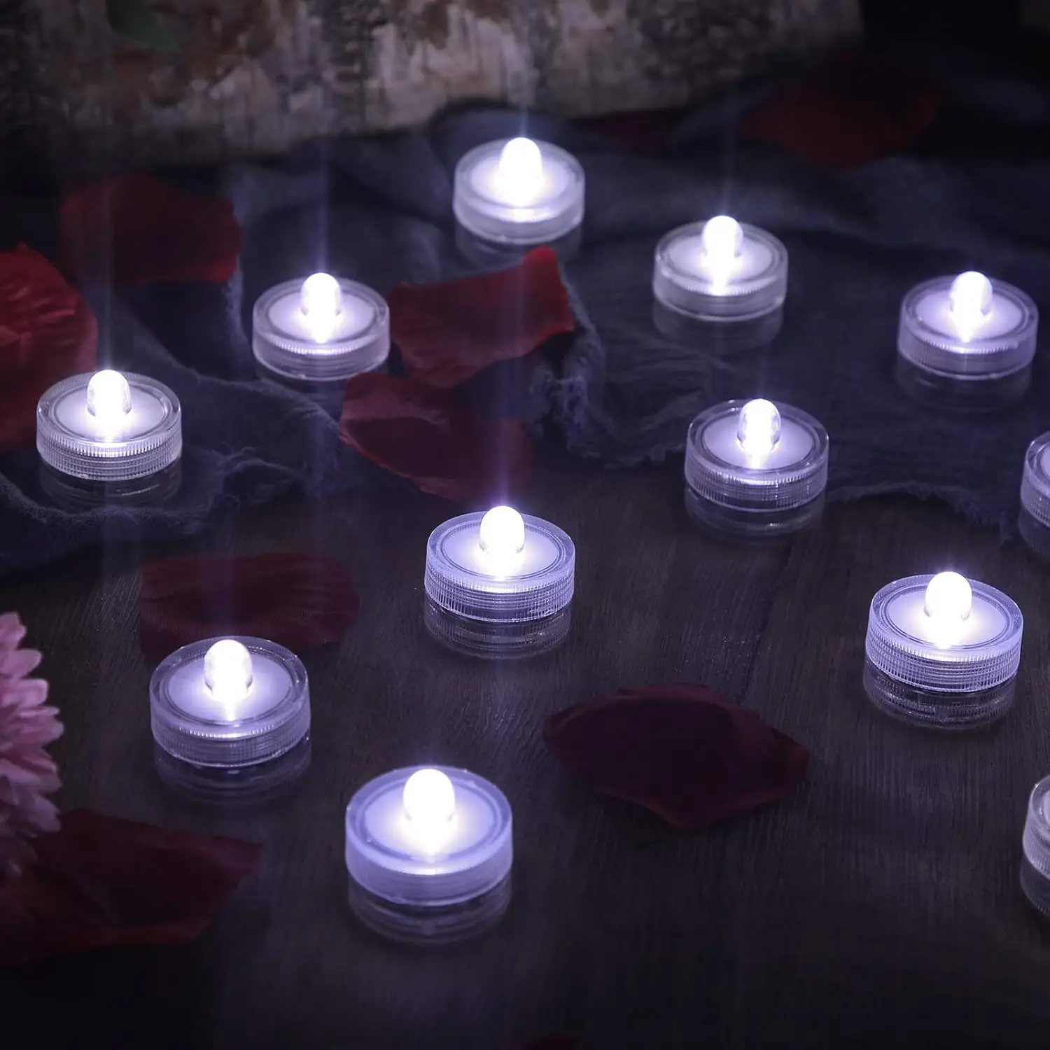 LED Flameless Candles Light Waterproof Tea Lights Underwater Sumbersible Pool LED Lights Decoration Lamp Candle For Wedding Part