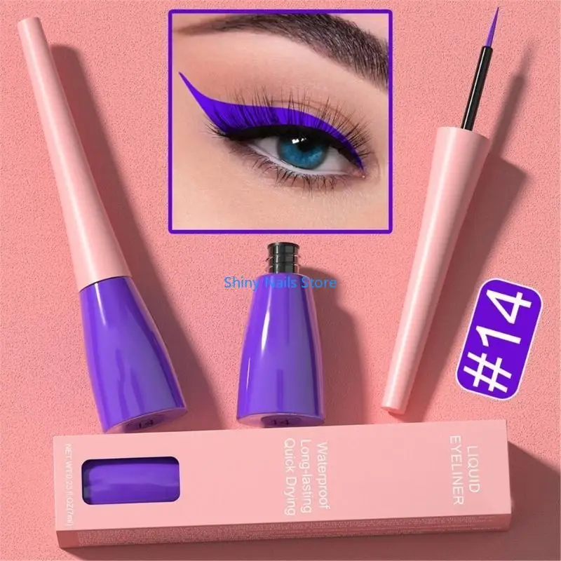 محدد العيون السائل، محدد عيون مقاوم للماء، محدد عيون طويل الأمد، قلم تحديد عيون ملون، سهل الصبغ للحفلات والسفر يوميًا #4