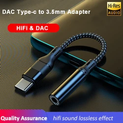 Audio Interface USB Type C to 3.5mm Jack Earphone Adapter Headphone Amplifier DAC Chipset HiFi Audio Adapter Support Android