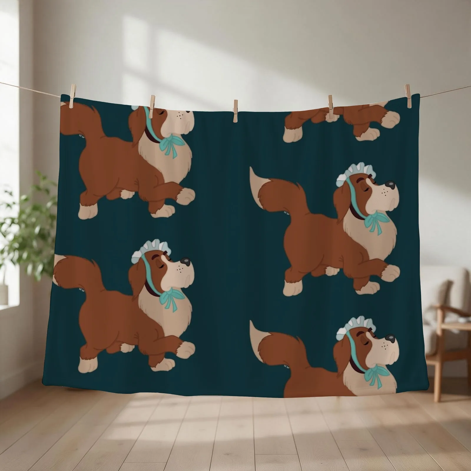 Nana Sideview Teal Background Throw Blanket couch cozy soft plush fuzzy picnic outdoor blanket