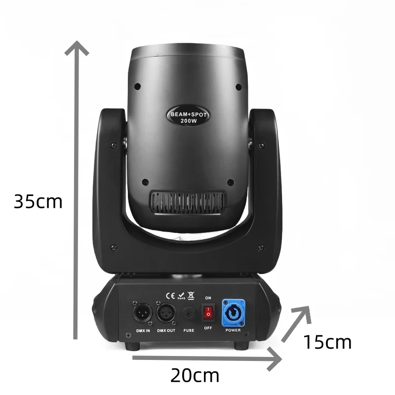Mini LED 200W Moving Head Light Beam&Spot 24 Rotating  Prisms 14 Gobos &11Color Wheel  DJ Stage Lighting view 2