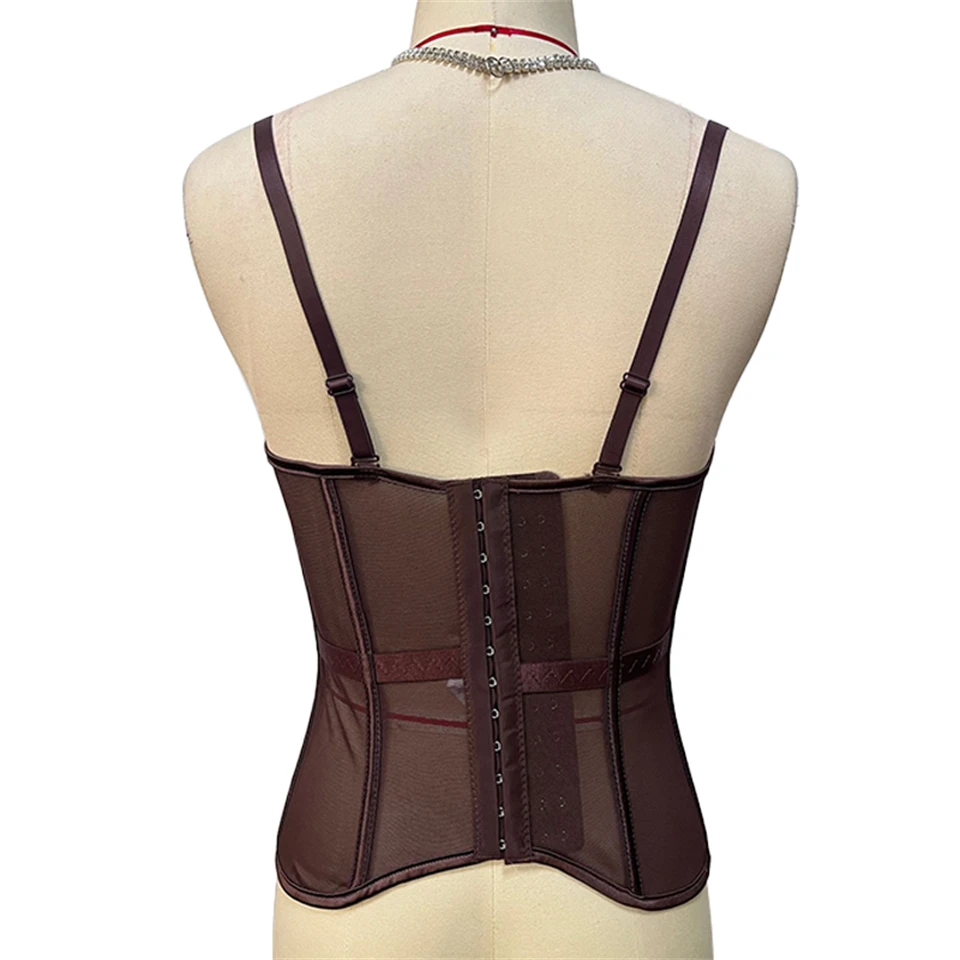 Becirzet Elegantes Formgebendes Sexy Spitzenkorsett Damen-Bustier Taillentrainer Schlankes Crop-Top Körperformer Mehrfarbiger Fischgräten-BH – Detail 18