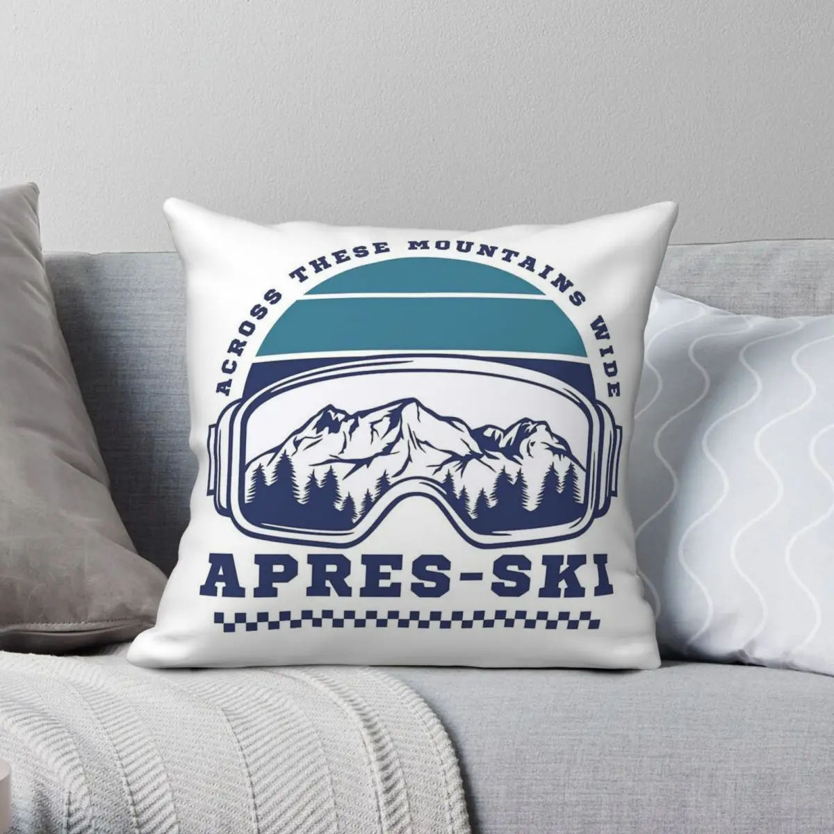 Apres Ski In Mountains Square Pillowcase Polyester Linen Velvet Pattern Zip Decor Pillow Case Car Cushion Cover 45x45