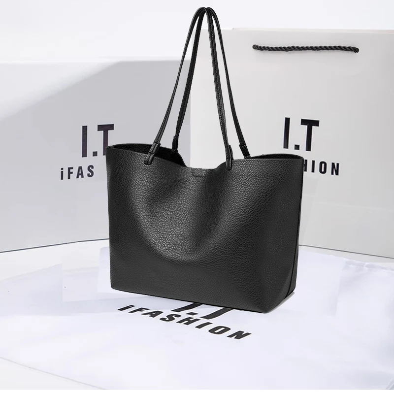 

Hong Kong High-End Large Capaci TC Leather mat Commuter New Sle Tote Casual op oulder Crossbody Bag