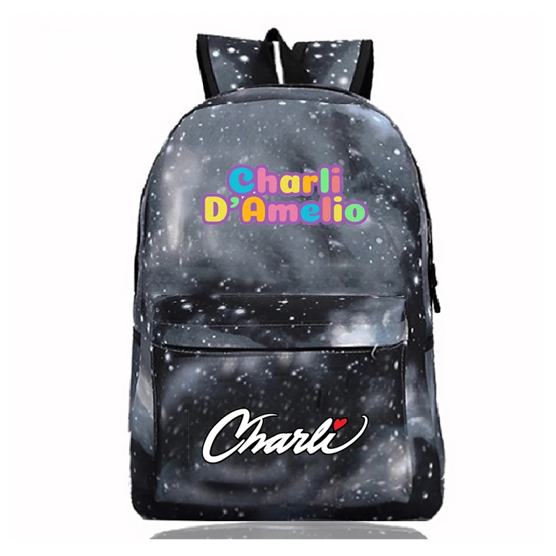 Alta qualidade charli damelio mochila meninas gelo café splatter padrão mochilas escolares feminino diário adolescentes sacos de escola