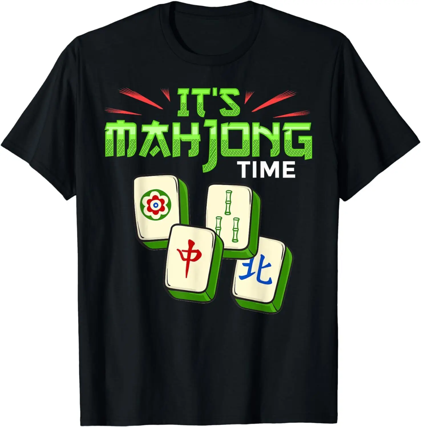 

It'S MAHJONG TIME. Short-sleeved T-shirts, interesting printed shirts, loose and fashionable casual wear