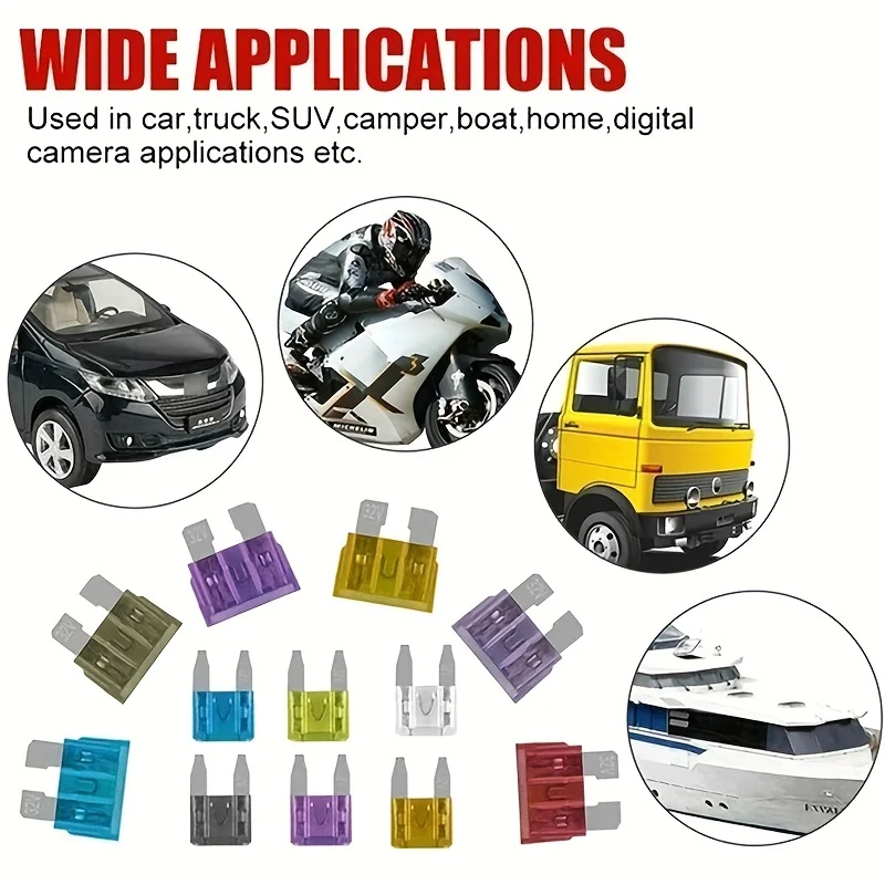 110pc/bag low profile Mini Auto fuse Kit Boat Blade Fuse Kit Car fuse kit 2A 3A 5A 7.5A 10A 15A 20A 25A 30A 35A 40A each of 10pc