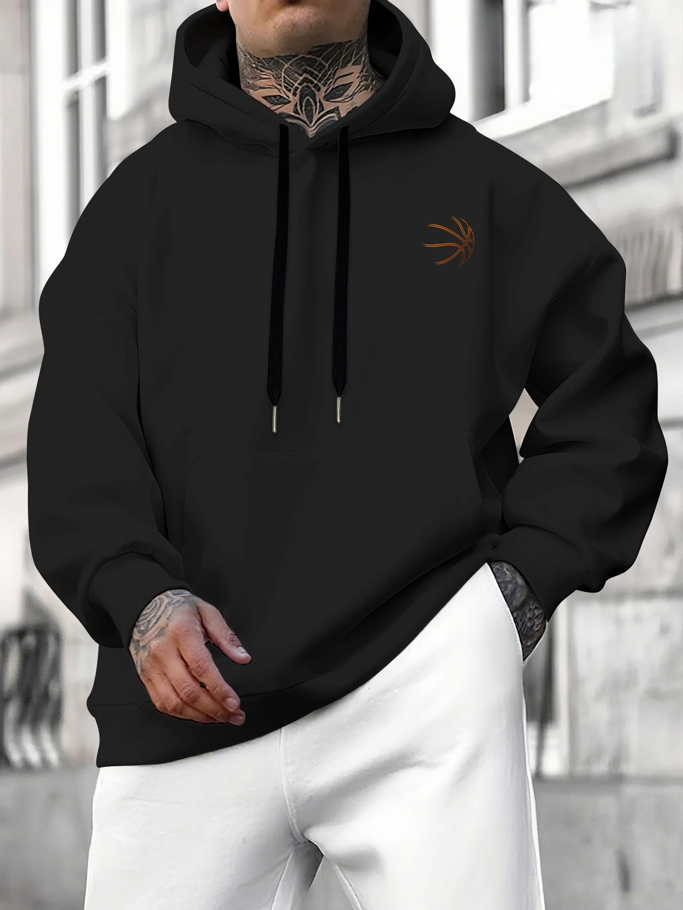 Herren Sport Hip-Hop Hoodie, Minimalistischer Basketball-Grafik-Streetwear, Russische Größe Fleece-Pullover Sweatshirt für Männer – Detail 10