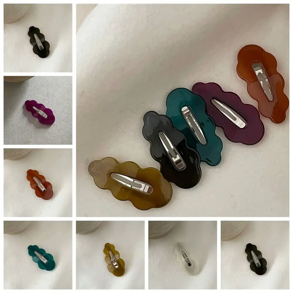 Creative Hollow Wave Cloud Hair Clip Small Hair Clip Jelly Color BB Clip Headwear Geometric Flower Hairpin Female